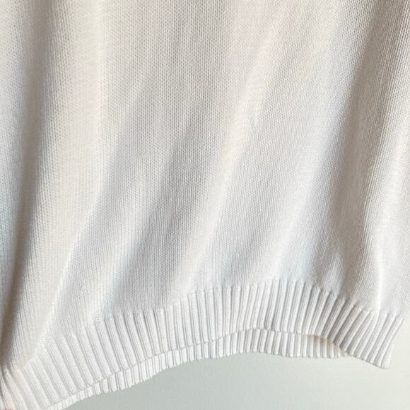 NWT Runway Athletics Womens XL White Apres Tennis Embroidered Knit Sweater Prep - Picture 7 of 10